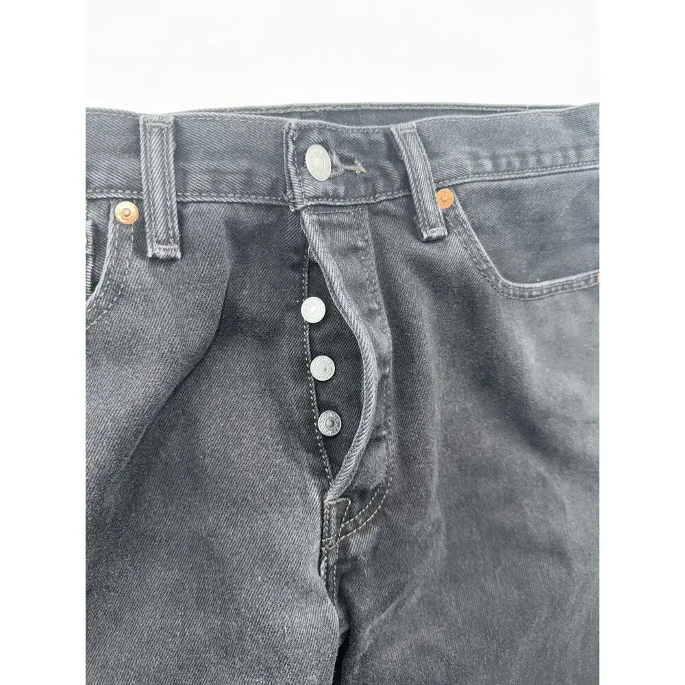 LEVIS 501 Original Fit Straight Leg Button Fly Mens Cotton Jeans Black 33x34